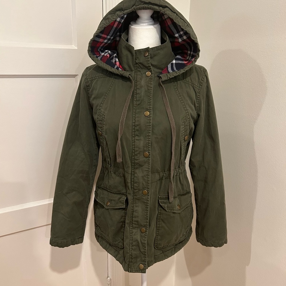 Y2K Olive Hooded Women's Anorak Jacket